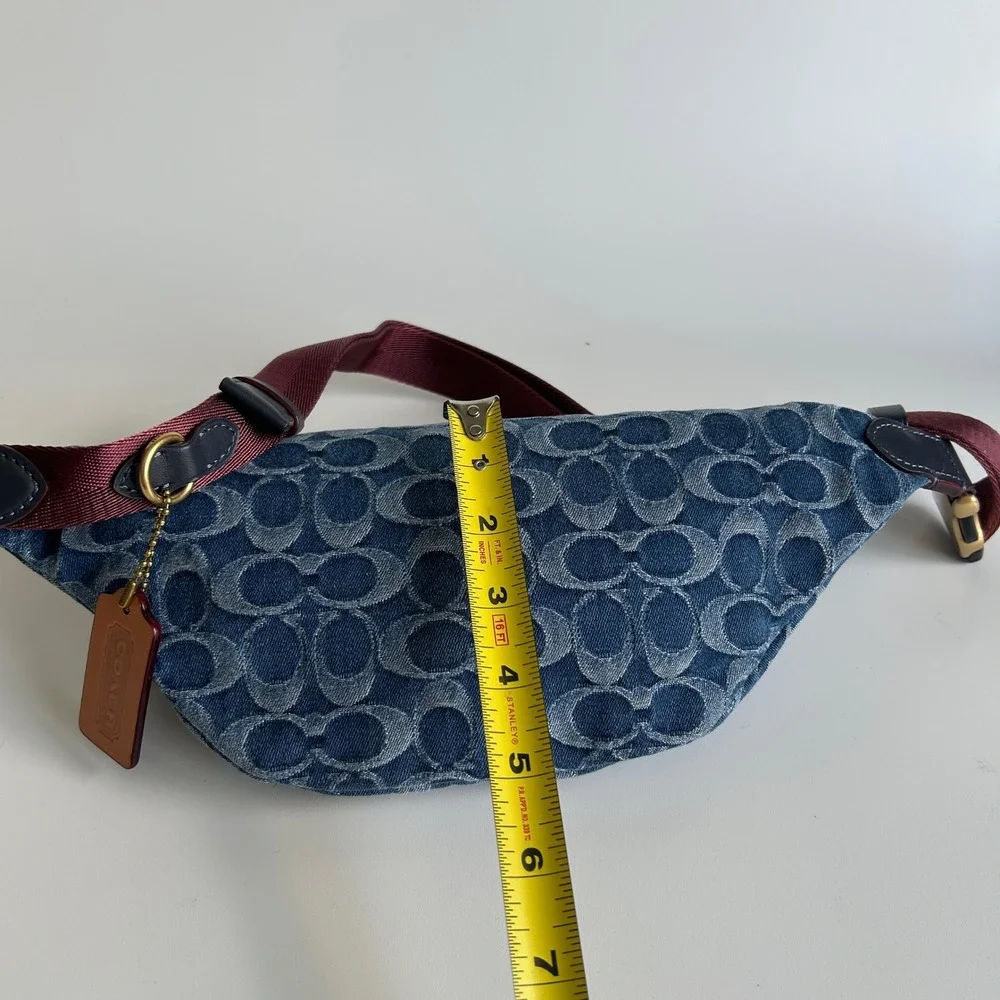 Coach Charter Belt Bag 7 Blue Signature Denim Leather Fanny Pack Excellent